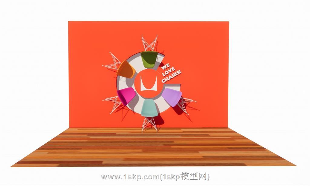 椅子装饰墙SU模型