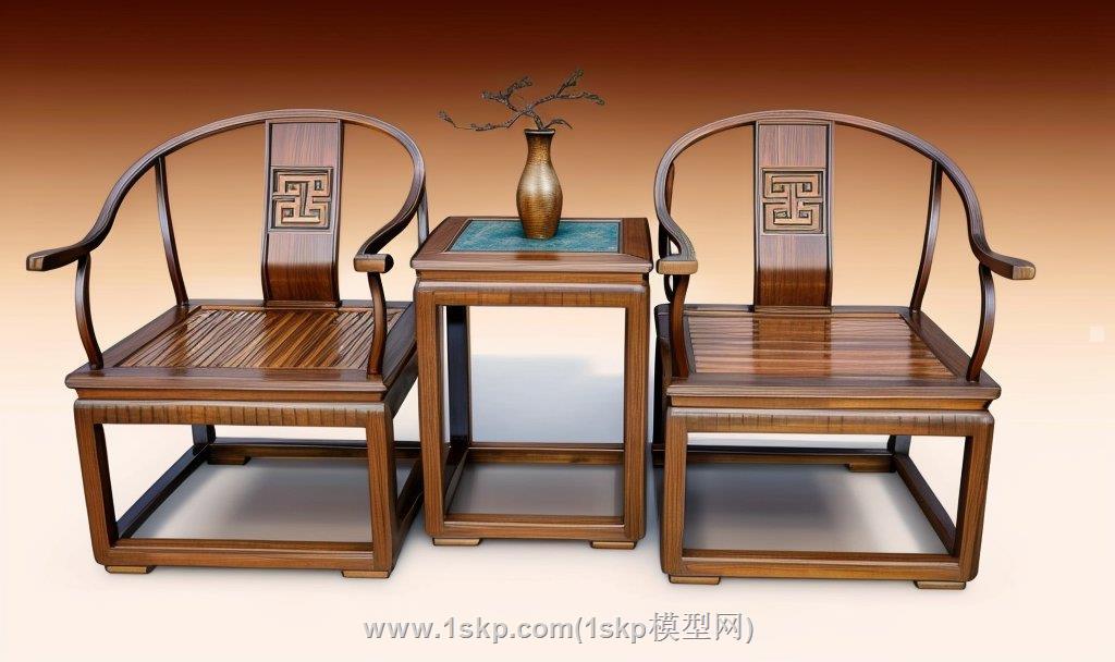 中式圈椅扶手椅SU模型