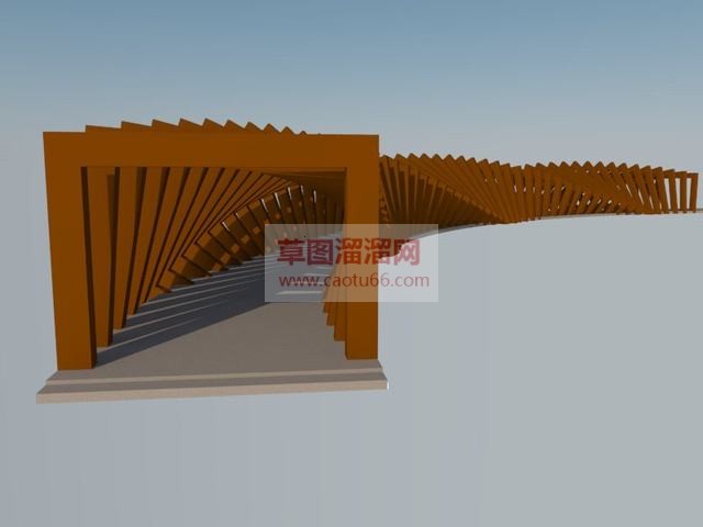 木质长形廊架SU模型
