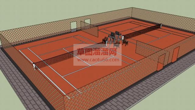 网球场地铁丝网SU模型