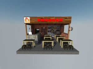 美食屋餐饮店饮品店SU模型