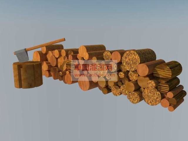 斧头柴火木头SU模型