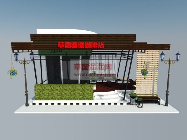 咖啡店咖啡馆SU模型