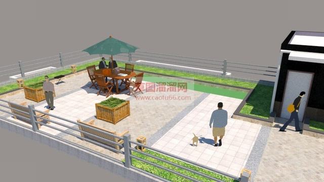 新中式屋顶花园SU模型