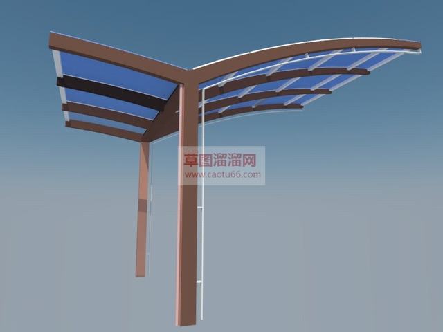 轻钢玻璃防雨棚廊架SU模型