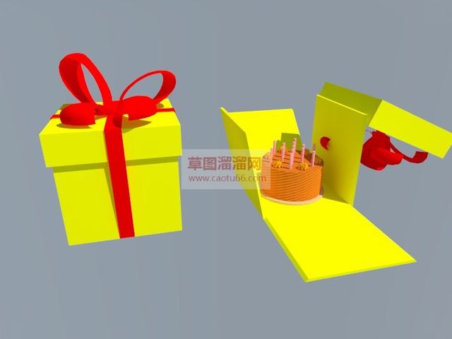 礼品盒礼物盒生日蛋糕SU模型