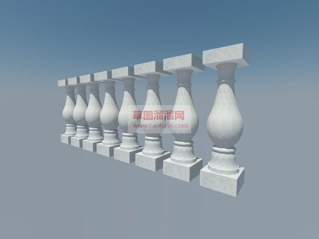 石栏杆SU模型