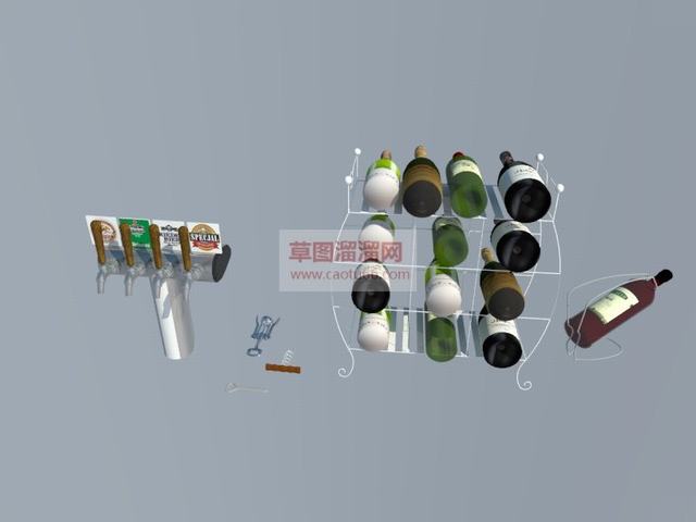 酒吧装饰酒瓶启瓶器SU模型