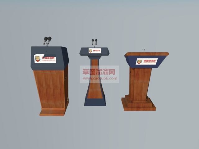 演讲台话筒演说台SU模型