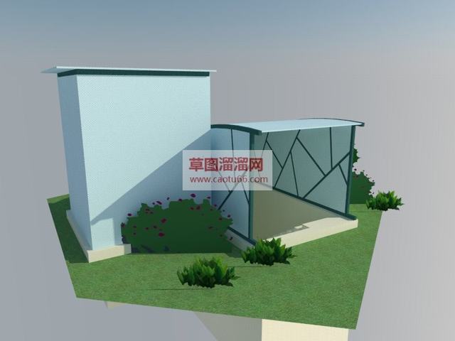 人防地下入口玻璃地下入口SU模型