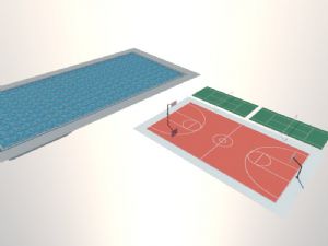 篮球场羽毛球场标准游泳池SU模型
