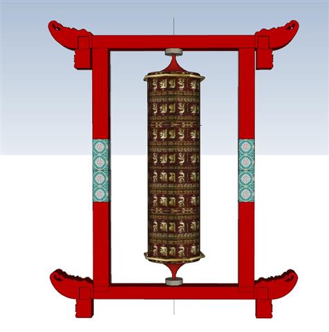 藏式钟鼓小品SU模型