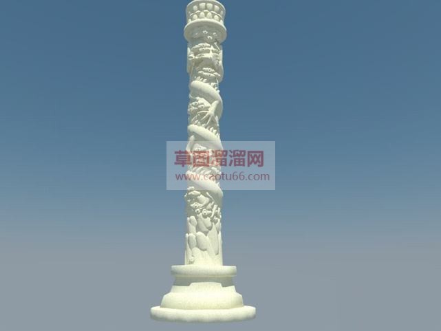 盘龙柱白色浮SU模型