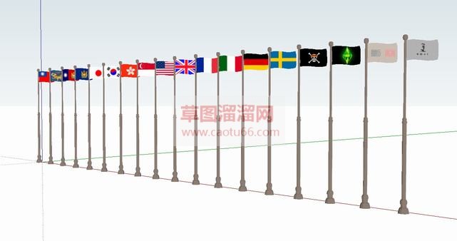 外国旗帜国旗SU模型