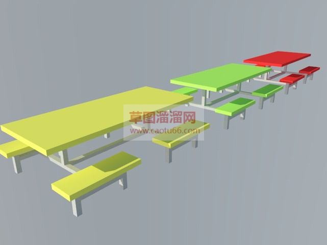 食堂饭堂桌椅SU模型