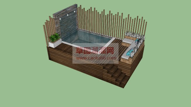 泡温泉的洗澡SU模型