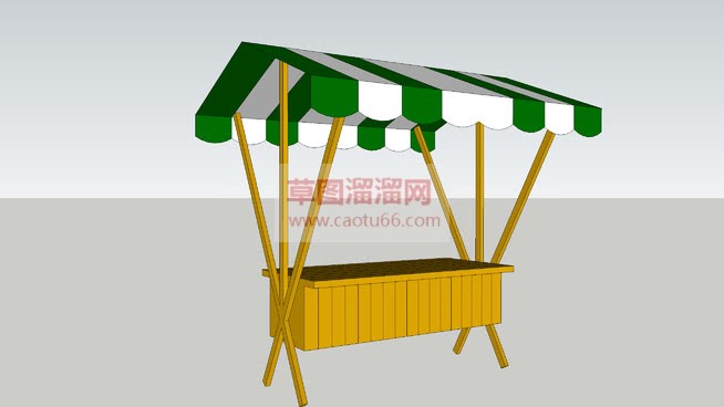 市场摆台带挡SU模型