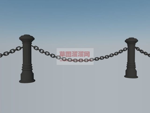 护河铁锁链栏SU模型