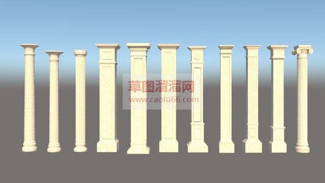 罗马柱步骤SU模型