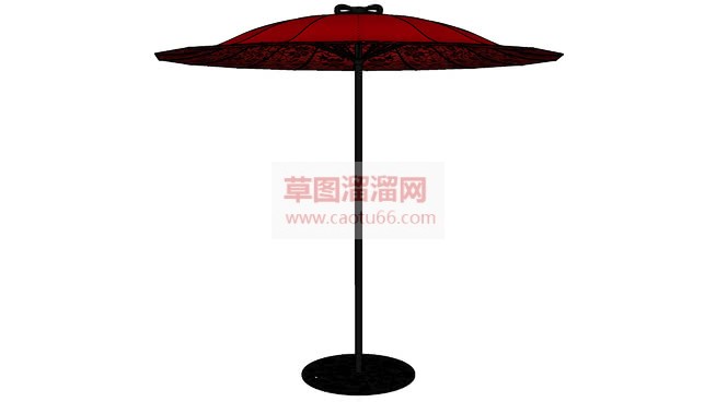 红色遮阳伞太SU模型