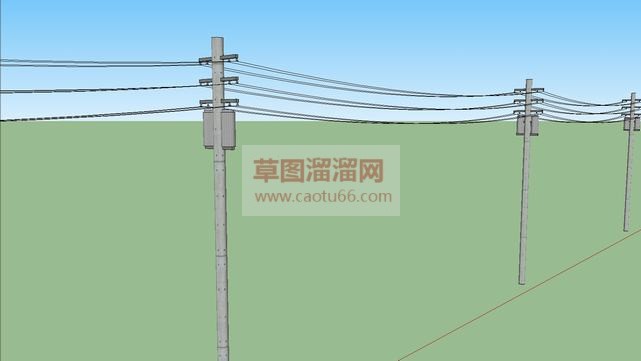 电线杆走线过SU模型