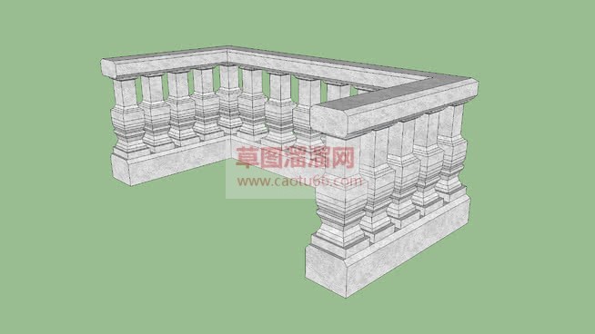 水泥柱阳台护SU模型