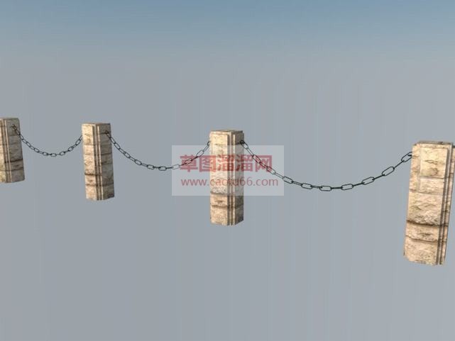 河提护栏+铁SU模型