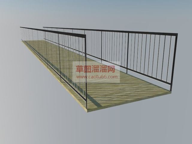 斜坡护栏草图SU模型