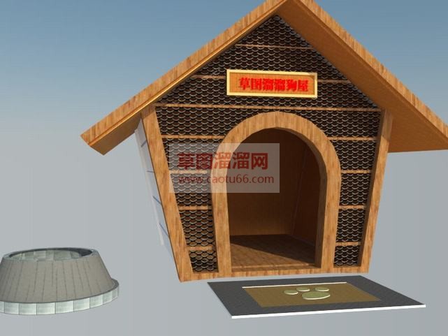 木质狗屋溜溜SU模型