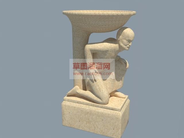 水景雕塑人物SU模型