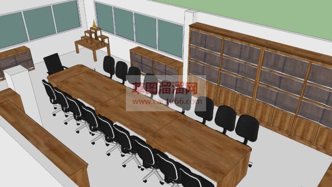 木质会议室会SU模型