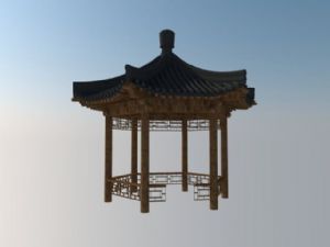 木制六角亭免SU模型