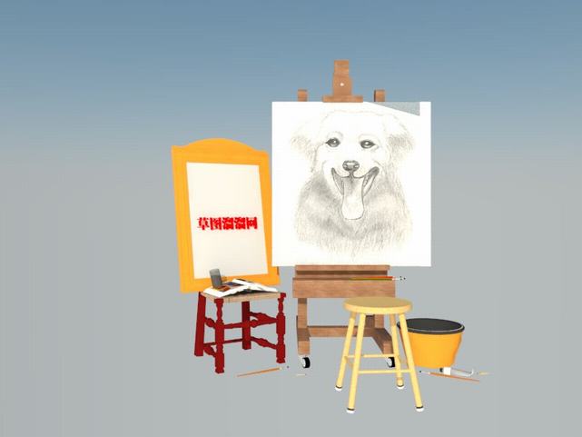 画架素描画画SU模型