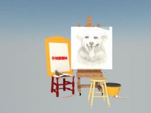 画架素描画画SU模型