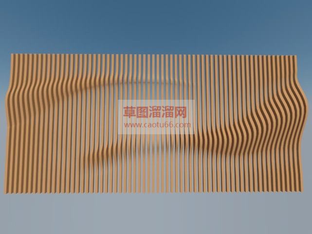 木质波浪墙免SU模型