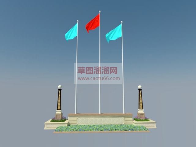 3旗升旗台免SU模型