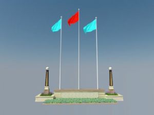 3旗升旗台免SU模型