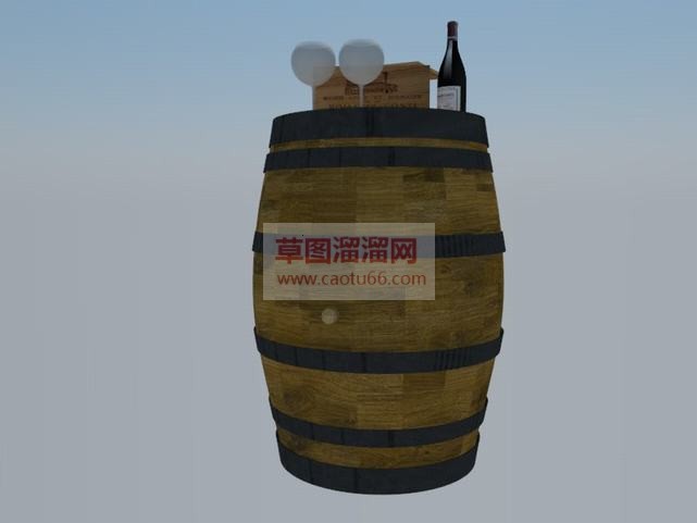 木酒桶红酒高SU模型