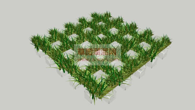 绿化草坪砖sSU模型