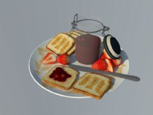 美食面包块刀SU模型