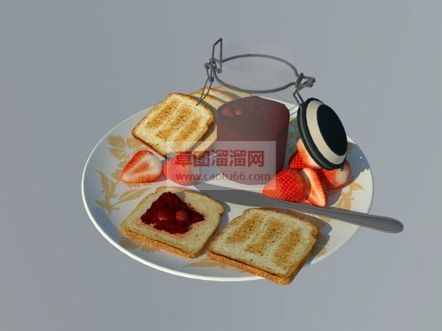美食面包块刀SU模型