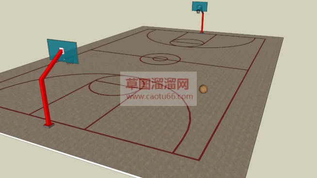 画简易篮球场SU模型