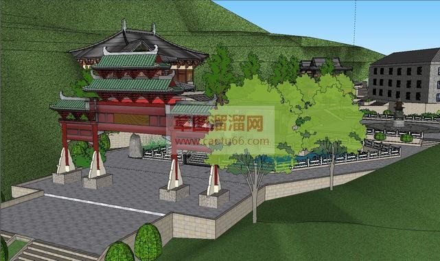 道观完全免费SU模型