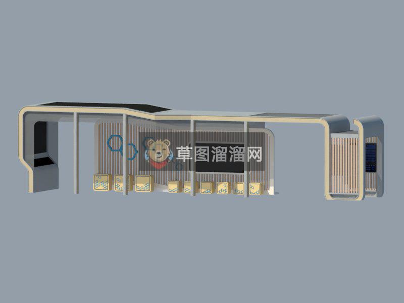 公交车站台候车亭SU模型