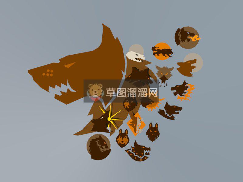 狼头LOGO标志SU模型