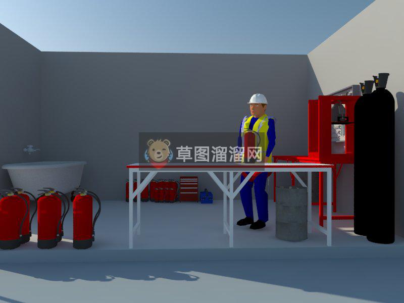 灭火器氧气乙炔瓶SU模型