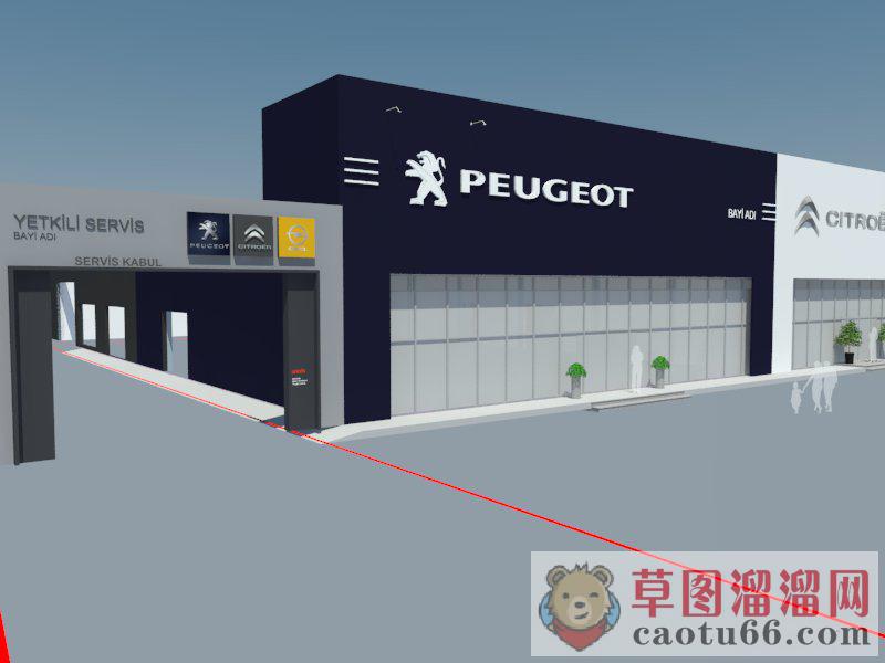 汽贸园门店4S店SU模型