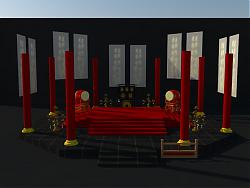 古代红鼓舞台SU模型