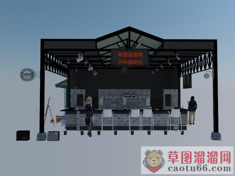 户外露天酒吧SU模型