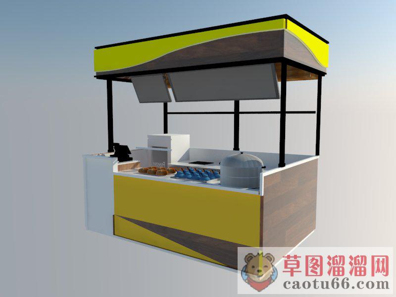 户外贩卖亭贩售亭SU模型